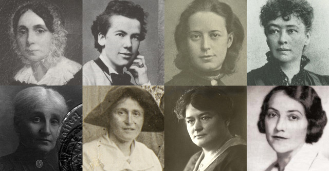 Women's rights activists: (from left to right) Ida Pfeiffer, Irma von Troll Borosty�ni, Marianne Hainisch, Bertha von Suttner, Bertha Pappenheim, Alice Schalek, Adelheid Popp (&copy; Kreisky Archiv), Irene Harand